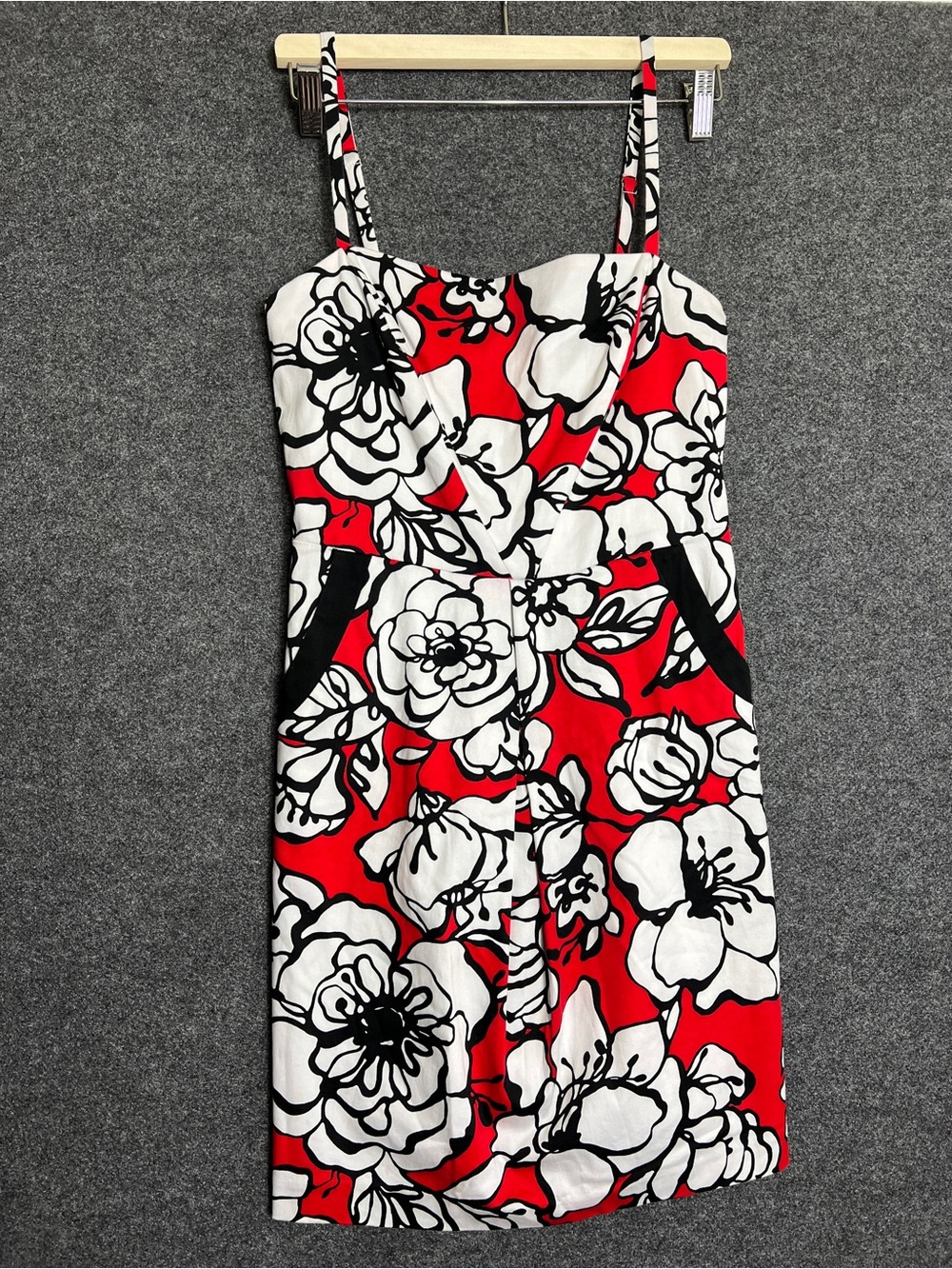 Jade Melody Tam Red White Black Floral Cotton Sundress Size 10